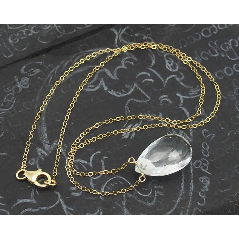 Crystal Quartz Necklace on Gold Filled Chain with Gold Filled Trigger Clasp - Image 2