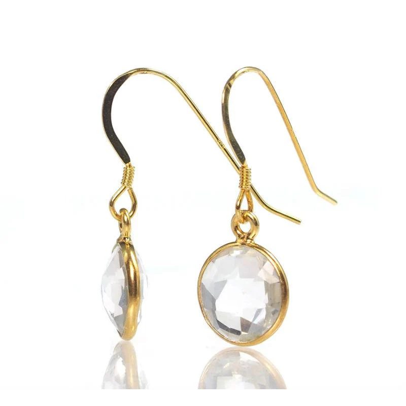 Crystal Quartz Earrings with Gold Plated French Ear Wires - Image 2
