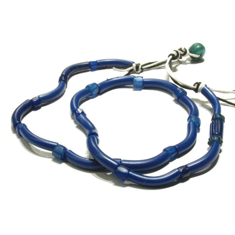 Czech "Elbows" with 19th Century "Russian Blues" Beads / Necklace - Image 2
