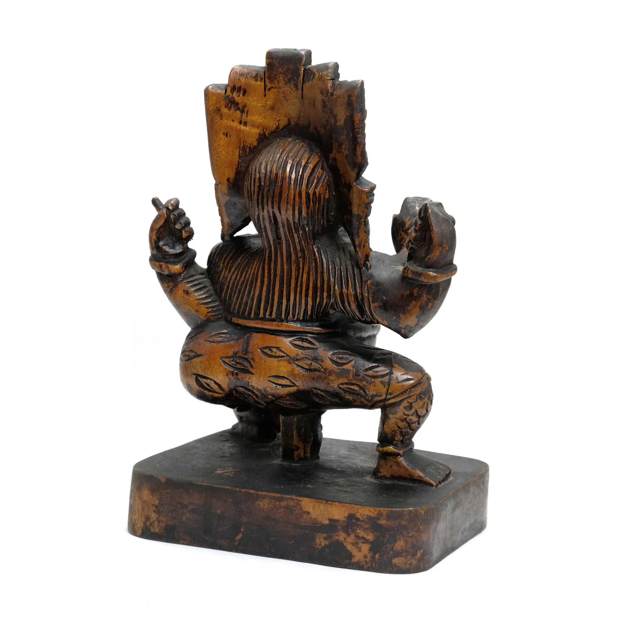 Dancing Lord Ganesha Nritya-Ganapati Wooden Sculpture - Image 3