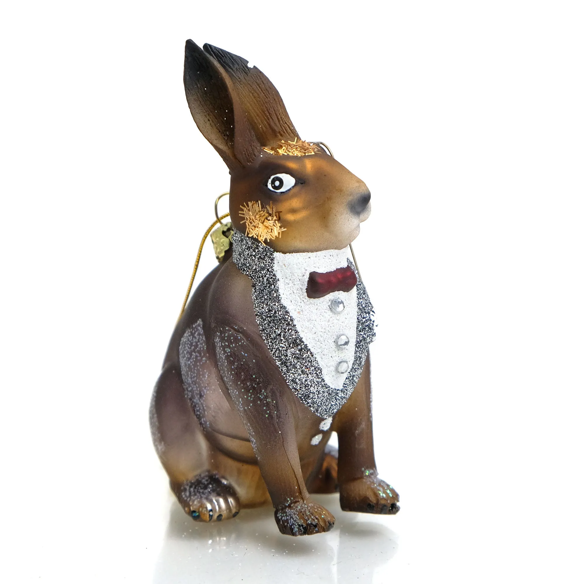 Dapper Hare Rabbit Glass Ornament - Image 2