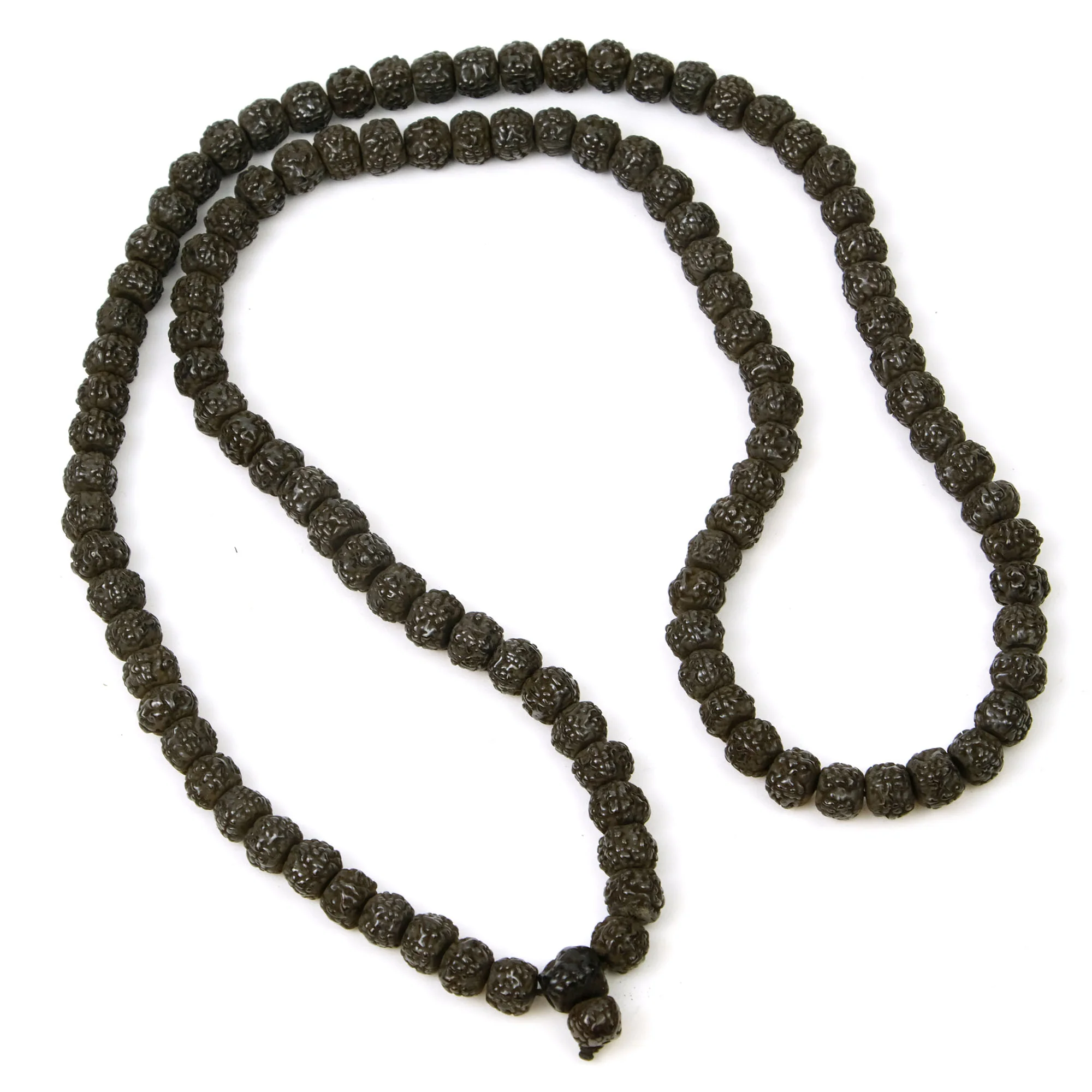 Dark Rudraksha Seed Grounded Cut Mala 8-9mm - Image 3