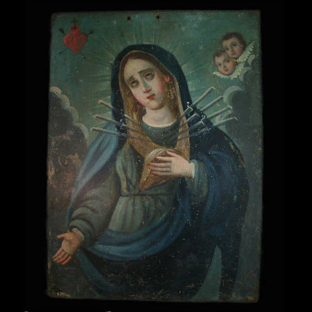 Dolorosa Madonna Our Lady of the Seven Sorrows Retablo #84 - Image 2