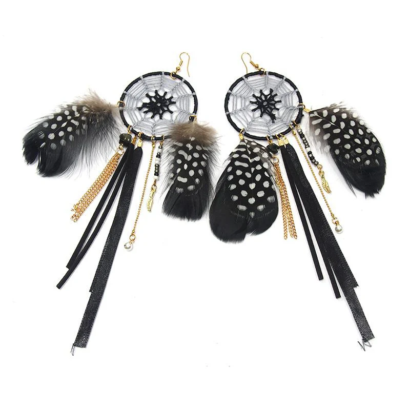 Dreamcatcher/Feather/Chain Earrings 3 - Image 2