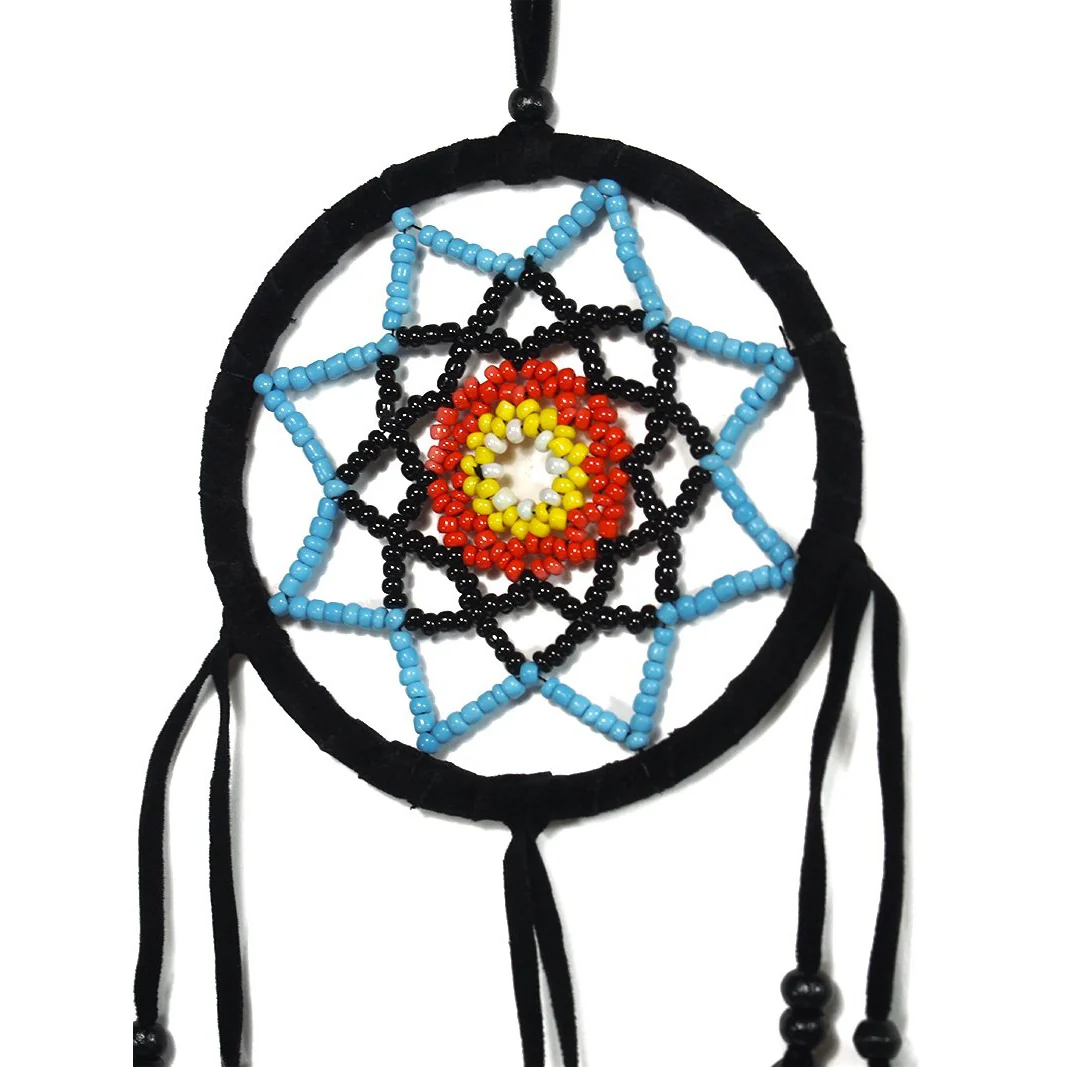 Dreamcatcher Wall Hanging With Seed Beads (C) Black - Image 2