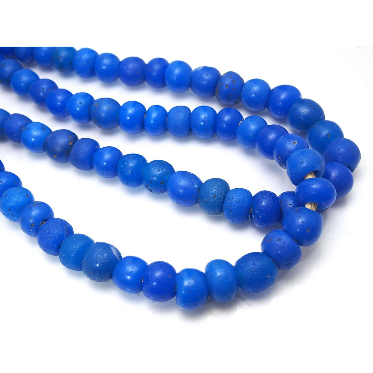 Dutch Cerulean Blue Hand Wound Beads 18th-19th Century Dogon Heirloom Beads / Necklace - Image 3