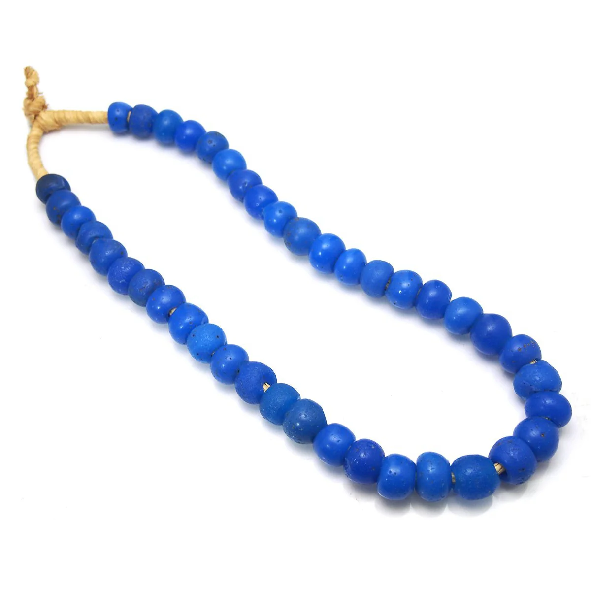 Dutch Cerulean Blue Hand Wound Beads 18th-19th Century Dogon Heirloom Beads / Necklace - Image 4