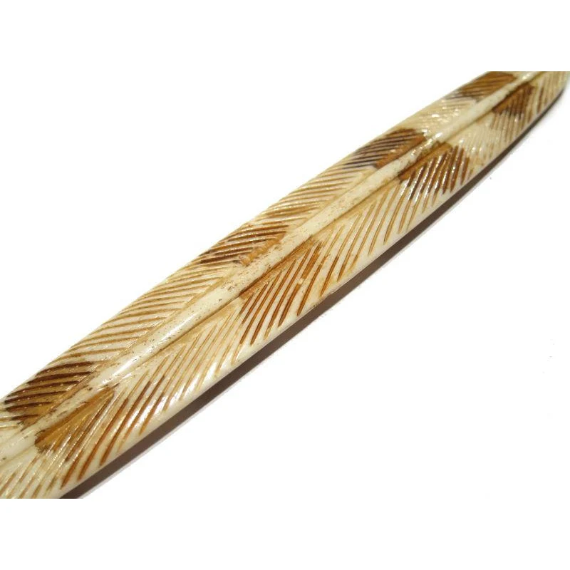 Eagle Feather Hand Carved Cow Bone Xtra Long Pendant - Image 2