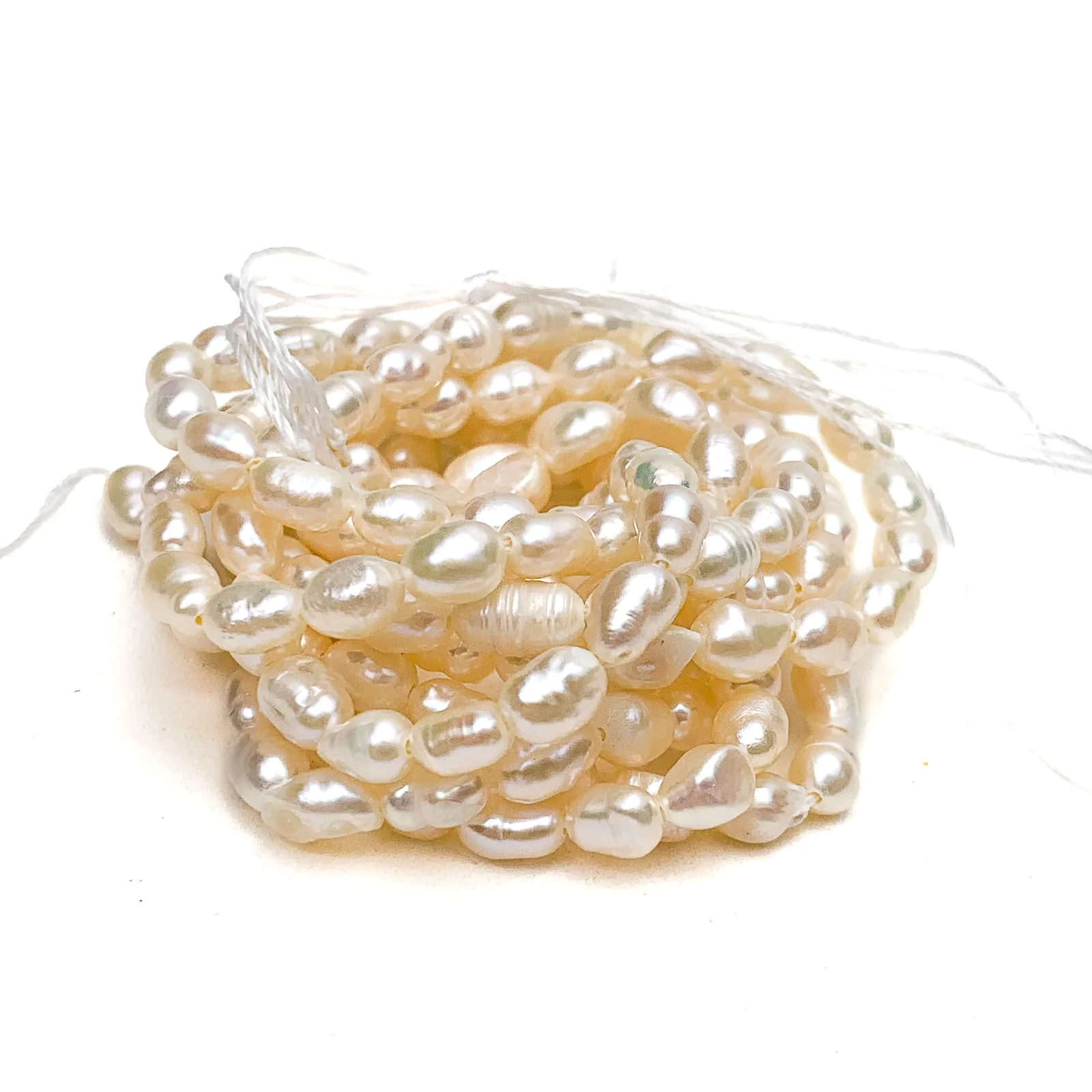 Ecru Rice Freshwater Pearl Bead Strand - Image 4