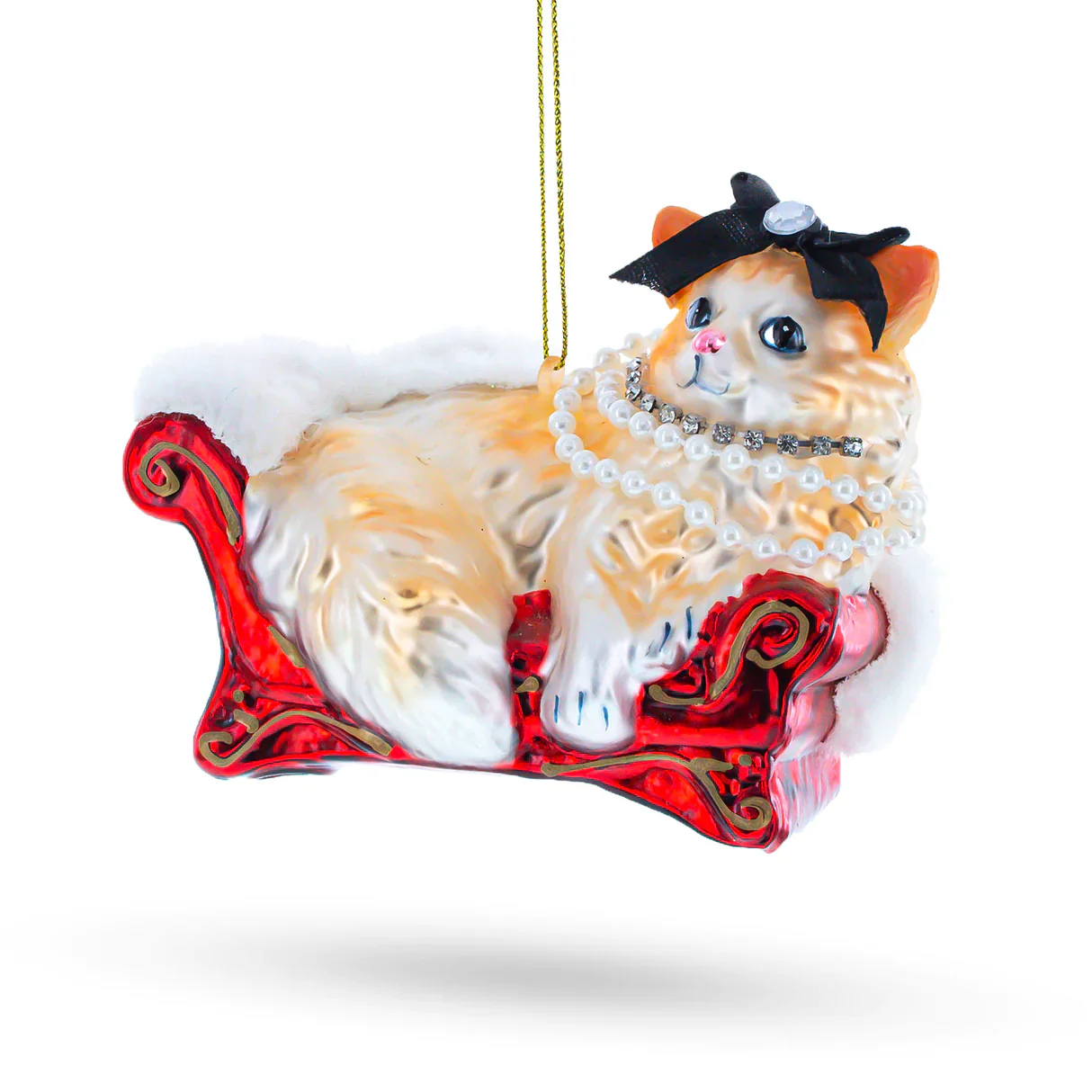 Come Up and See Me Sometime Kitty Cat in Pearls Ornament PS - Image 2