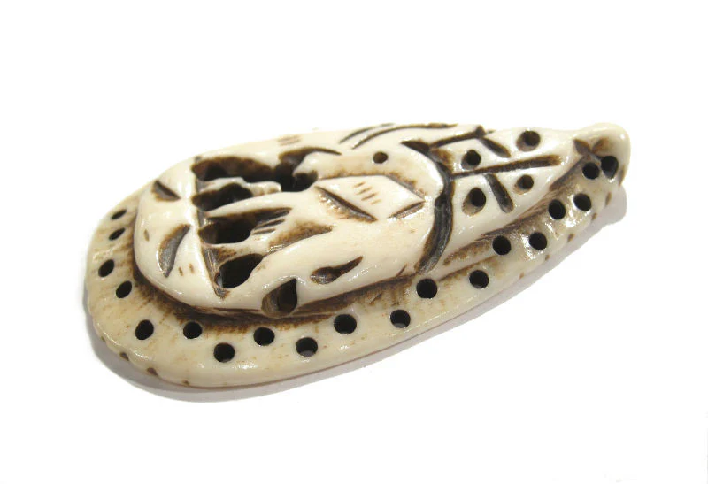 Elephant Hand Carved Bone Pendant - Image 2