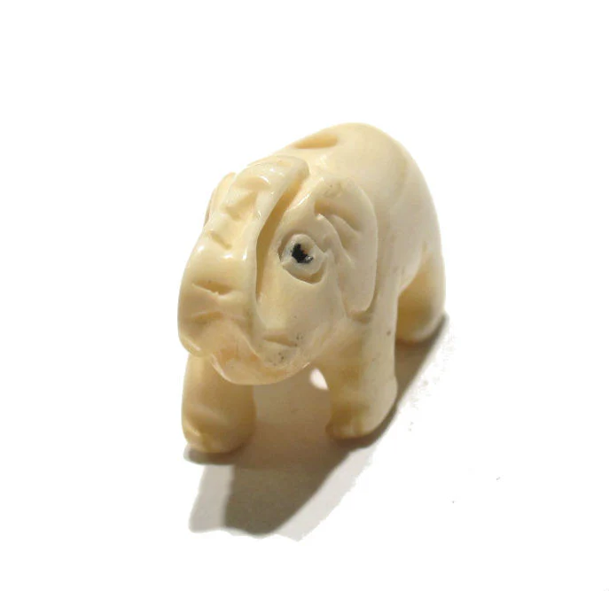 Elephant Hand Carved Cowbone Pendant/Bead - Image 2