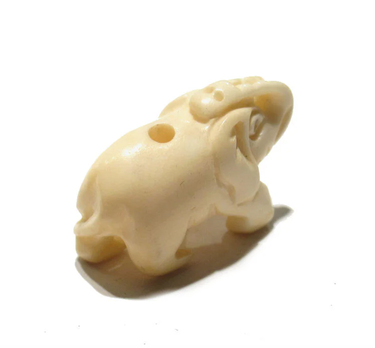 Elephant Hand Carved Cowbone Pendant/Bead - Image 3