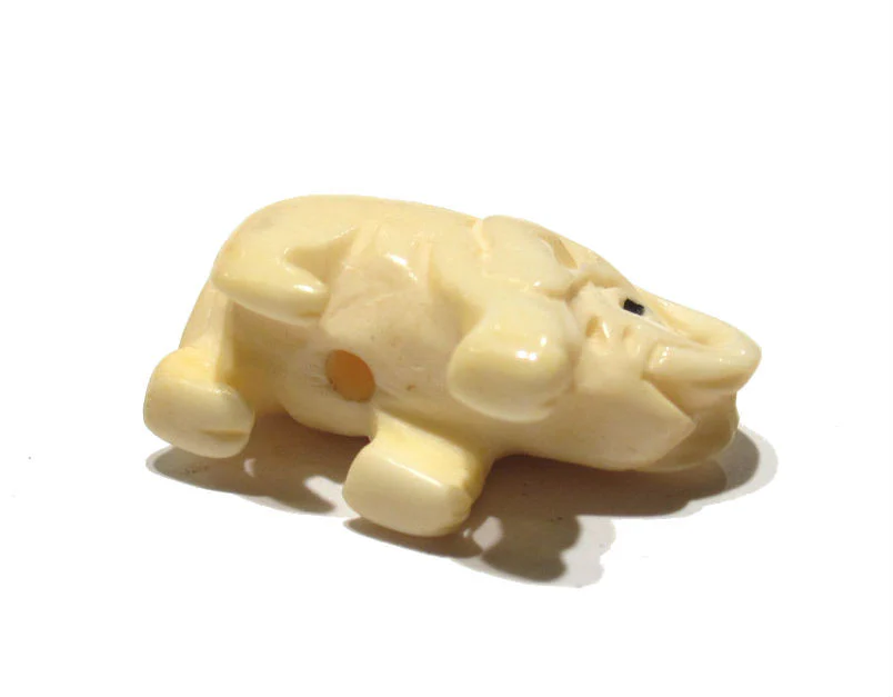 Elephant Hand Carved Cowbone Pendant/Bead - Image 4