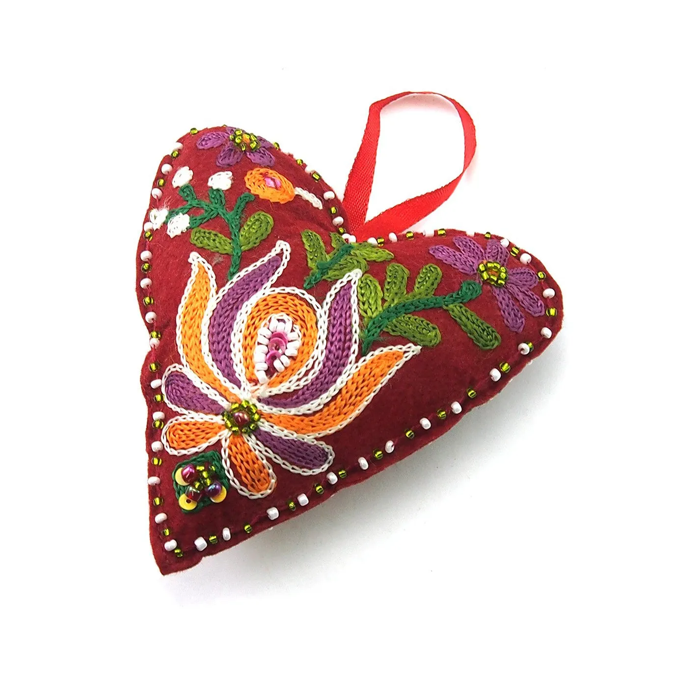 Embroidered Fabric Heart Ornament - Image 3
