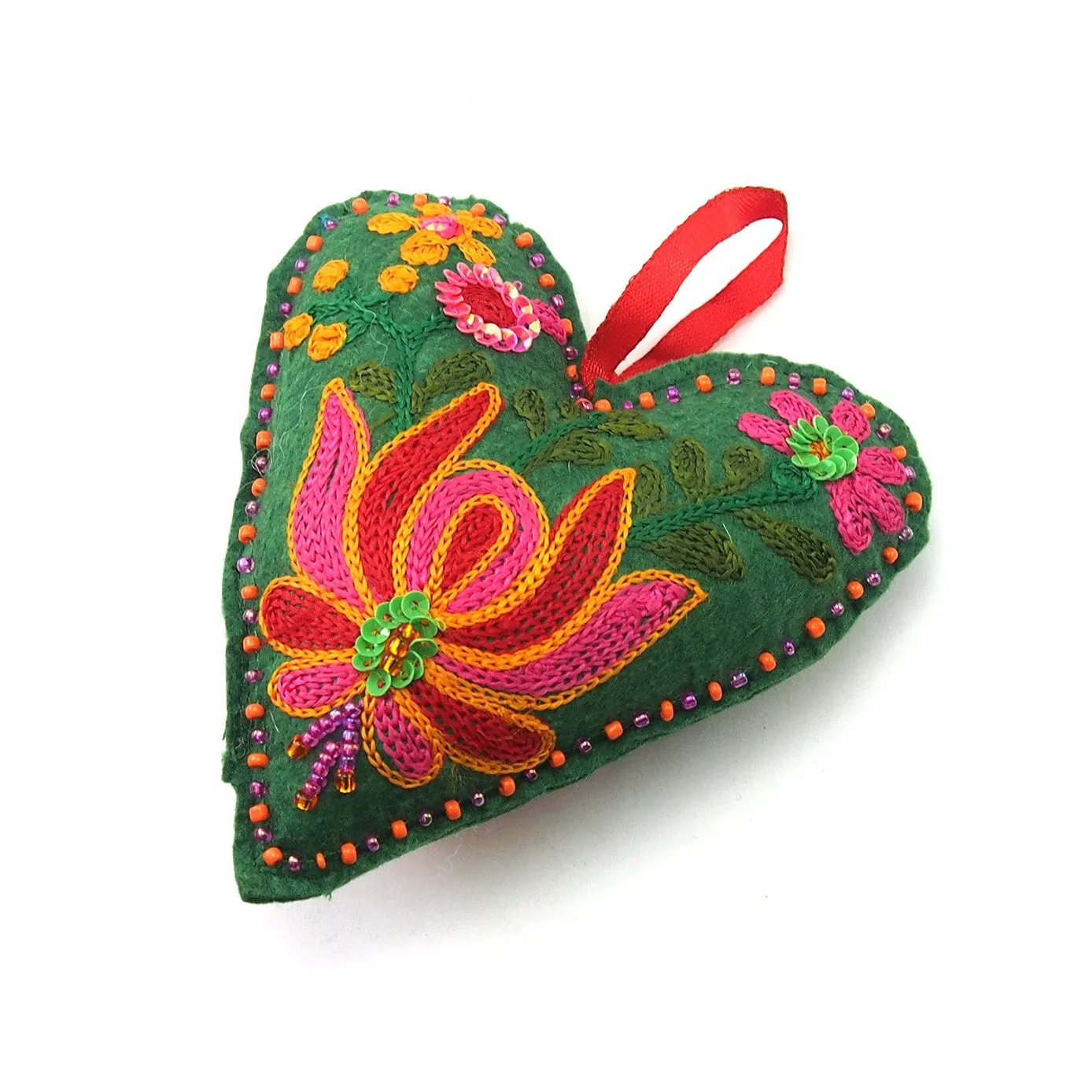 Embroidered Fabric Heart Ornament - Image 4
