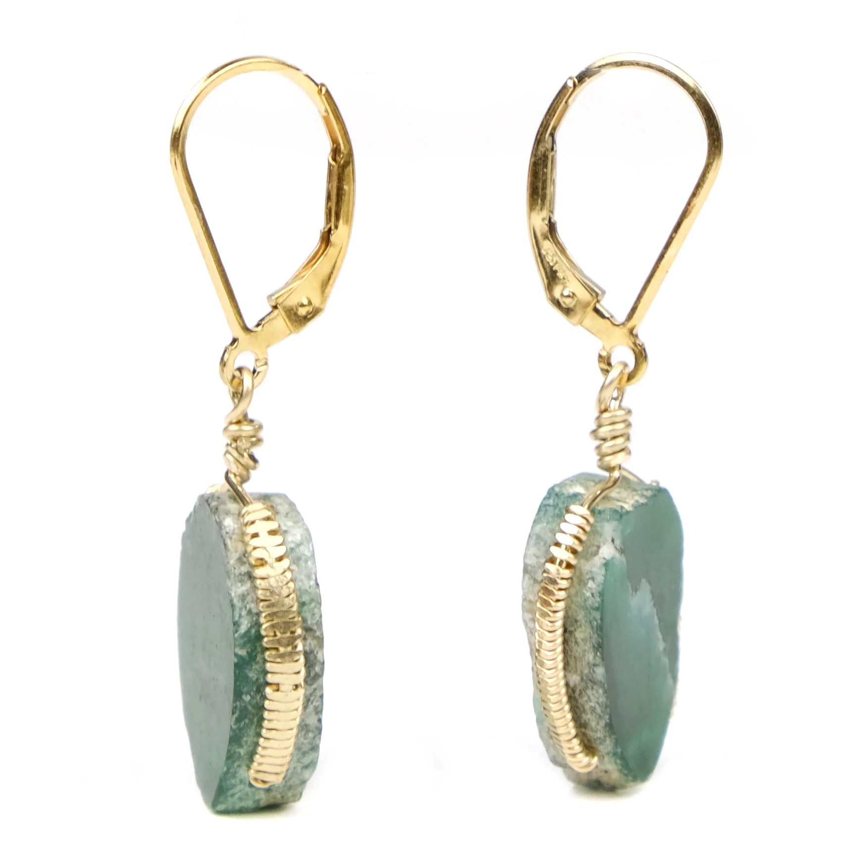 Emerald Earrings with Gold Plated Latch Back Ear Wires - Image 2