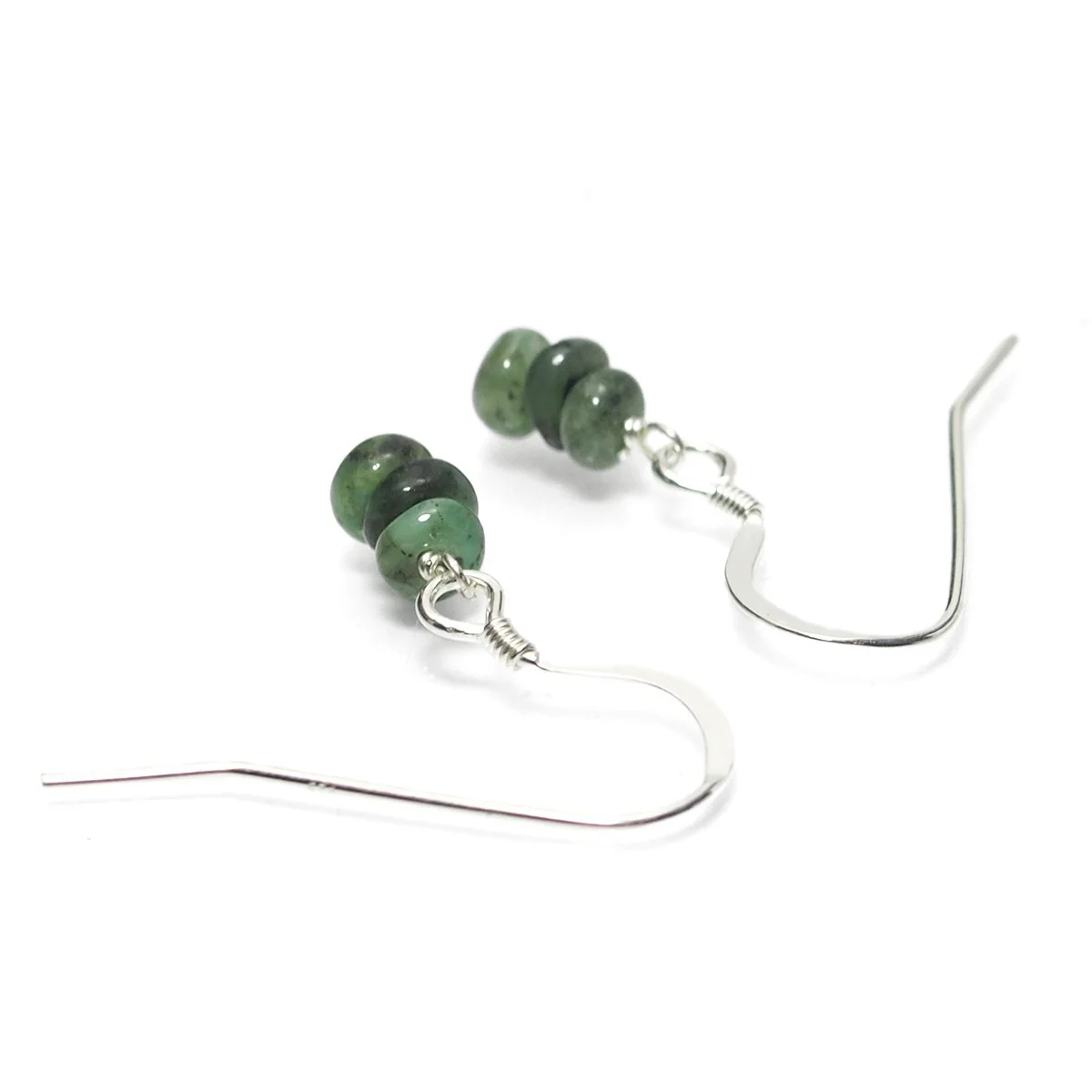 Emerald Earrings with Sterling Silver French Ear Wires - Image 2