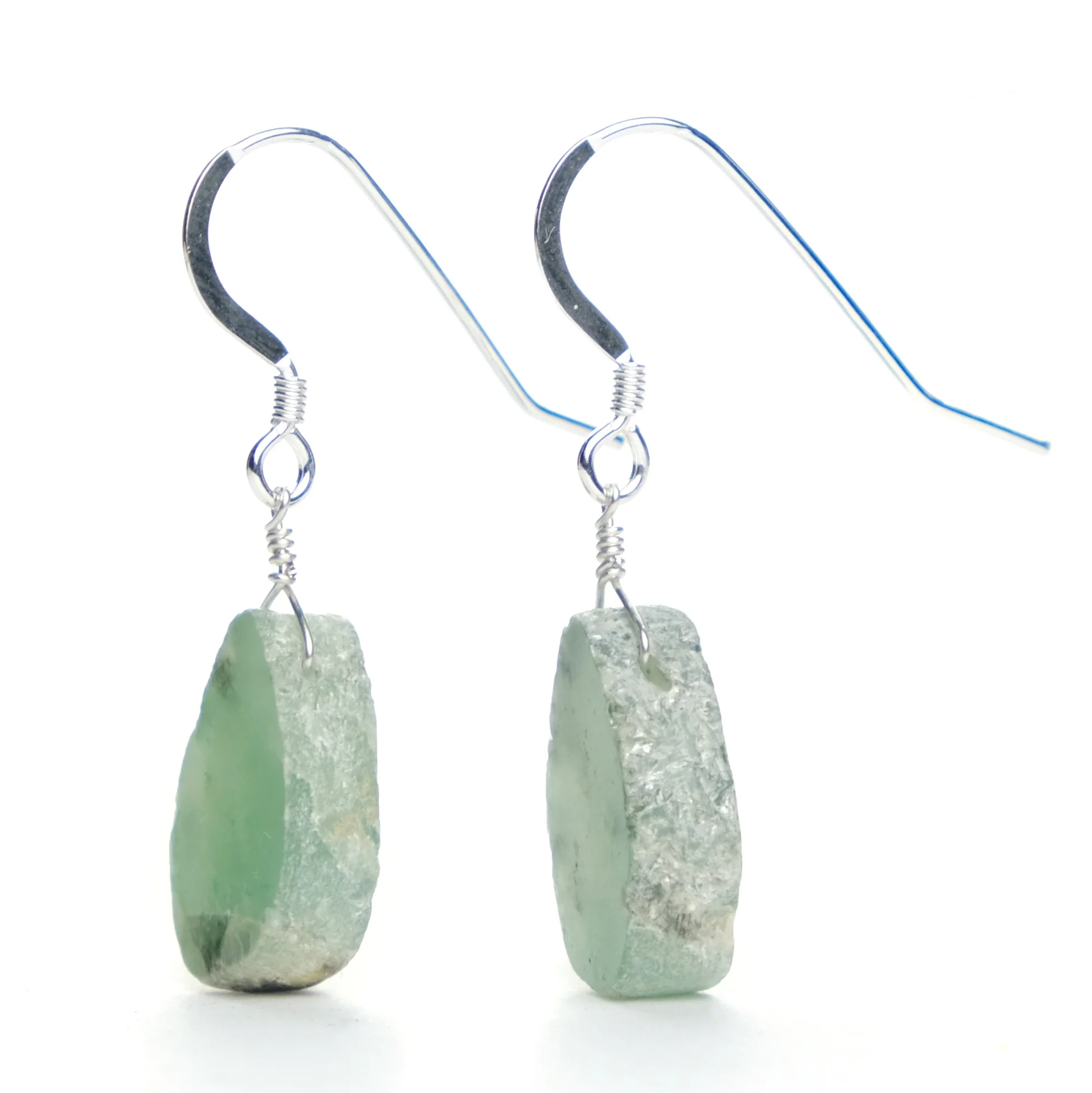 Emerald Earrings with Sterling Silver French Earwires - Image 2