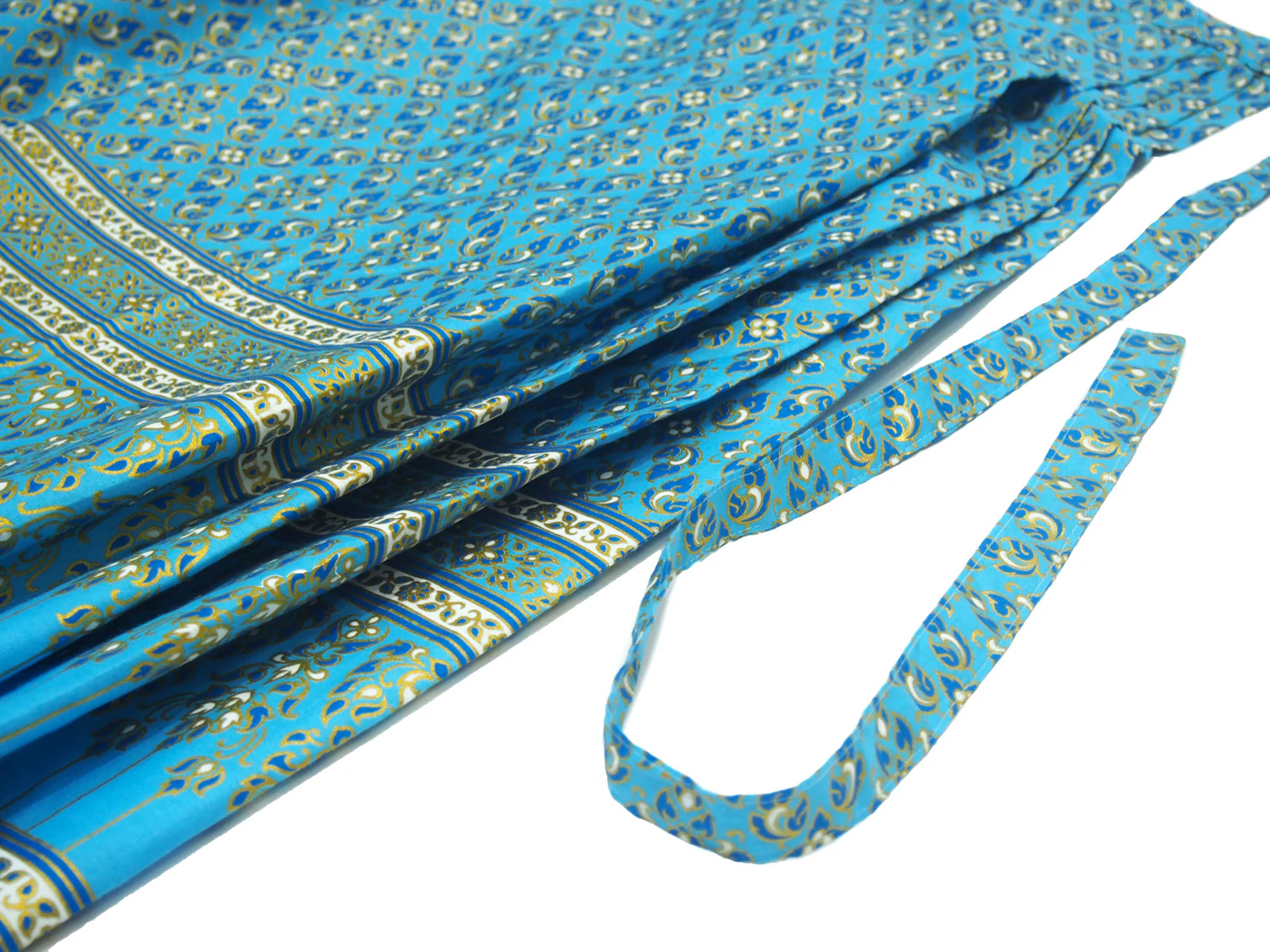 Ensemble 10: Vietnamese 100% Silk Two-Tone Scarf, Royal Blue/Magenta with Thailand Printed Turquoise Wrap Skirt - Each Item Sold Separately - Image 11