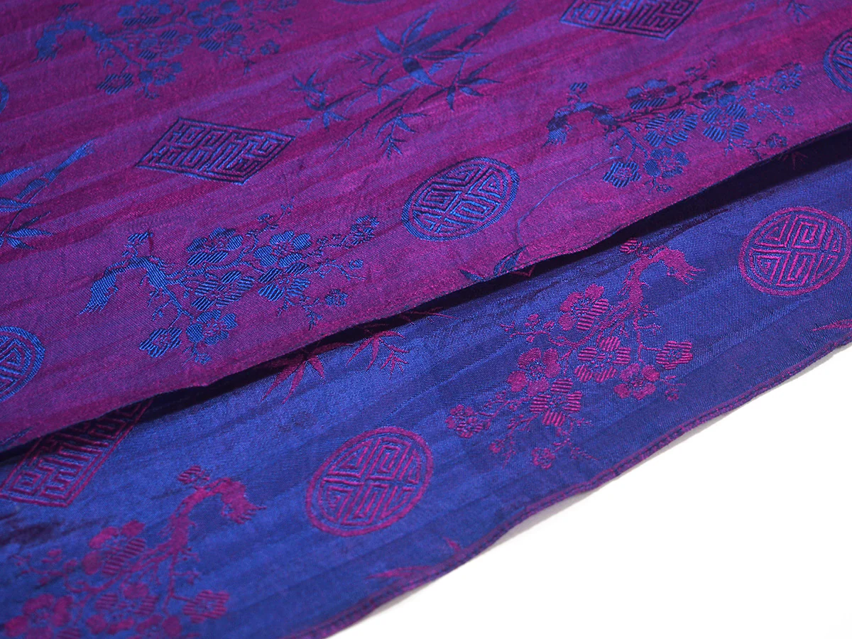 Ensemble 10: Vietnamese 100% Silk Two-Tone Scarf, Royal Blue/Magenta with Thailand Printed Turquoise Wrap Skirt - Each Item Sold Separately - Image 5