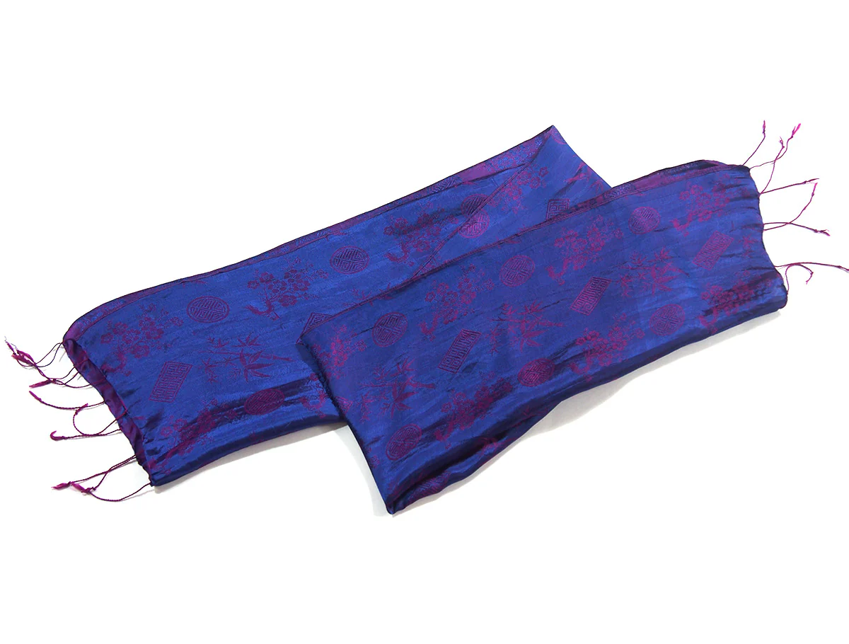Ensemble 10: Vietnamese 100% Silk Two-Tone Scarf, Royal Blue/Magenta with Thailand Printed Turquoise Wrap Skirt - Each Item Sold Separately - Image 6