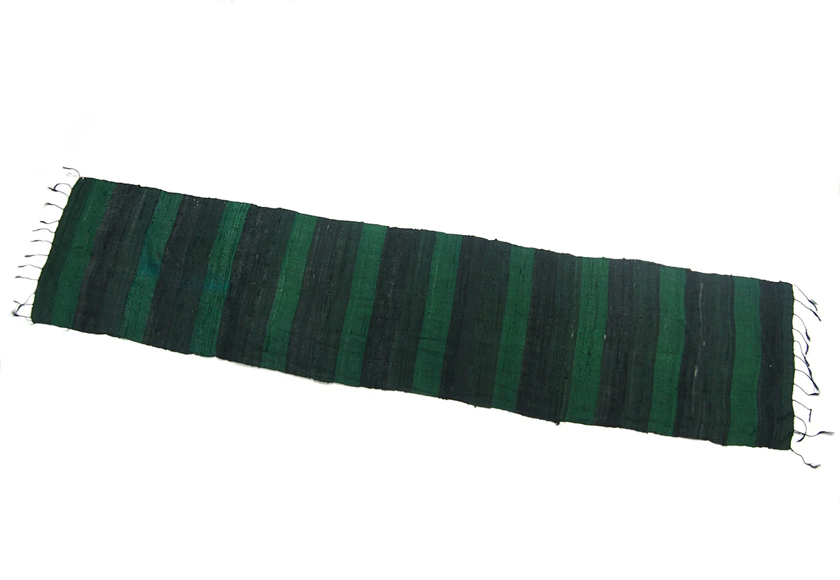 Ensemble 16: Thai 100% Raw Silk Forest Green Scarf with Laos Hilltribe Woven Heirloom Silk Patterned Shawl - Each Item Sold Separately - Image 5