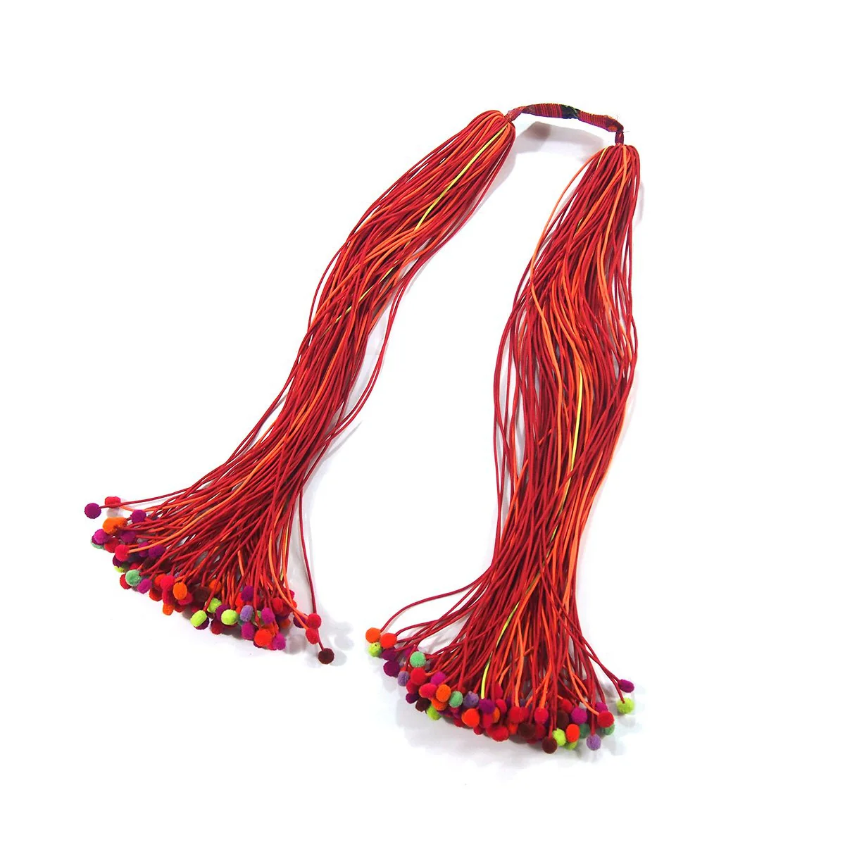 Ensemble 18: Thai Hilltribe "Married Women's" 96 Strand Pompom Necklace with Viet and Thai 100% Silk Shawls - Each Item Sold Separately - Image 3