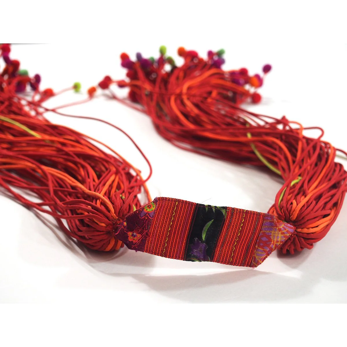 Ensemble 18: Thai Hilltribe "Married Women's" 96 Strand Pompom Necklace with Viet and Thai 100% Silk Shawls - Each Item Sold Separately - Image 4