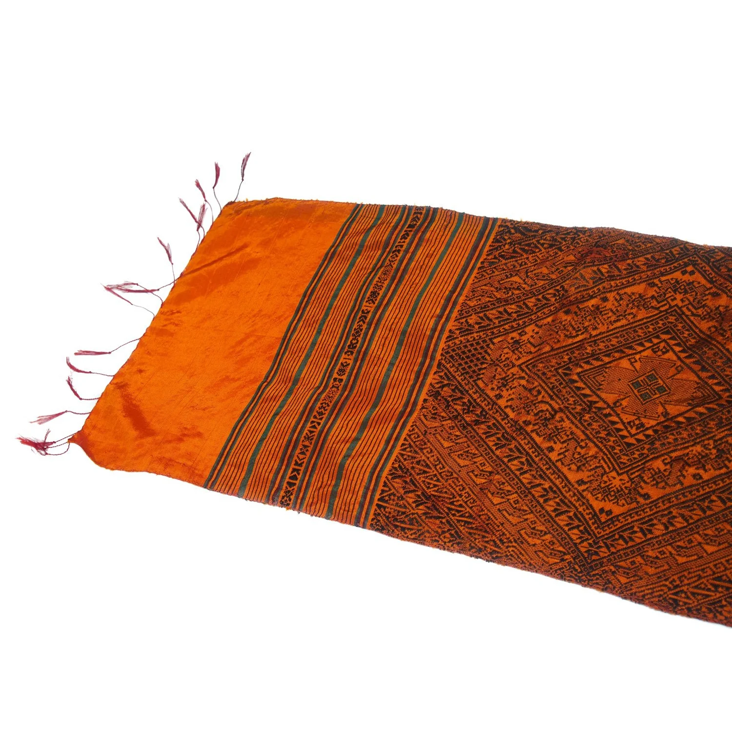 Ensemble 2: Vintage Shamanic Magic Tiger Cloth with Hilltribe Earrings and Shawl, African Celluloid Beads and Balinese Sarong - Each Item Sold Separately - Image 10