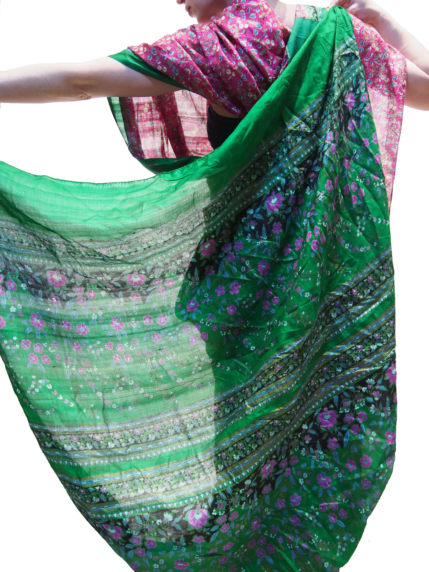 Ensemble 20: Rajasthan Vintage Heirloom Sari with Nepal Felted Wool Lotus Scarf - Each Item Sold Separately - Image 2