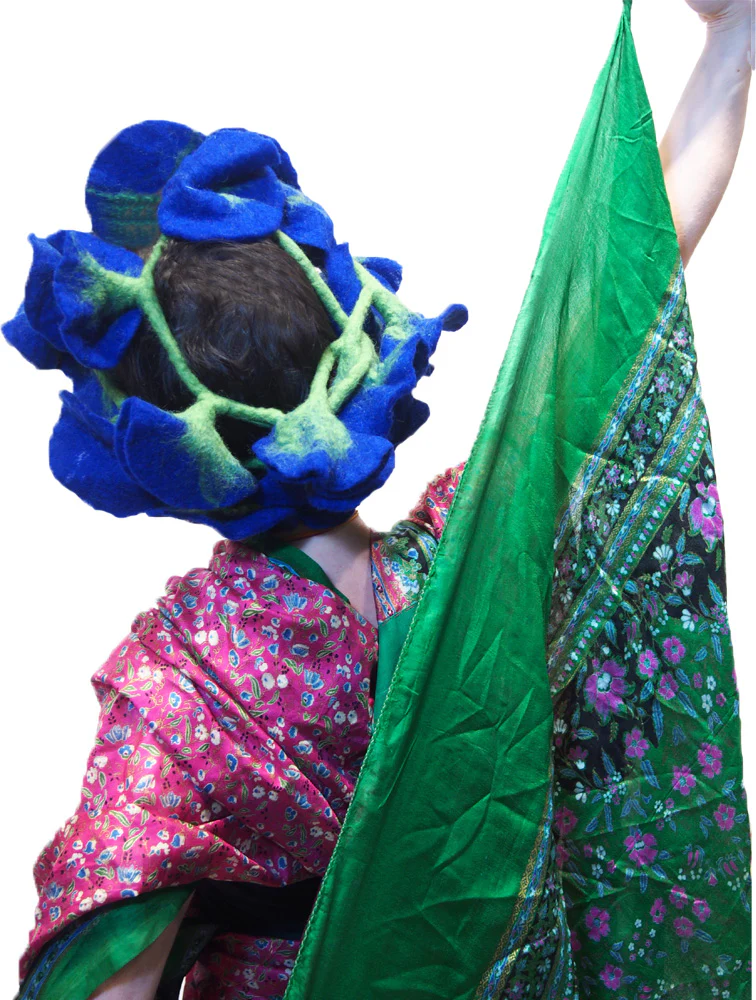 Ensemble 20: Rajasthan Vintage Heirloom Sari with Nepal Felted Wool Lotus Scarf - Each Item Sold Separately - Image 3
