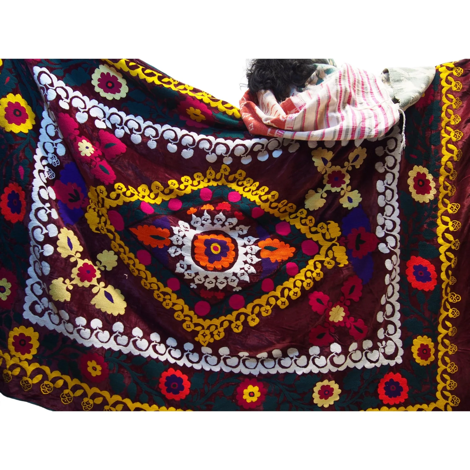 Ensemble 22: Vintage Shamanic Tiger Spirit Cloth with Suzani Cloth and Ikat Shawl - Each Item Sold Separately - Image 4