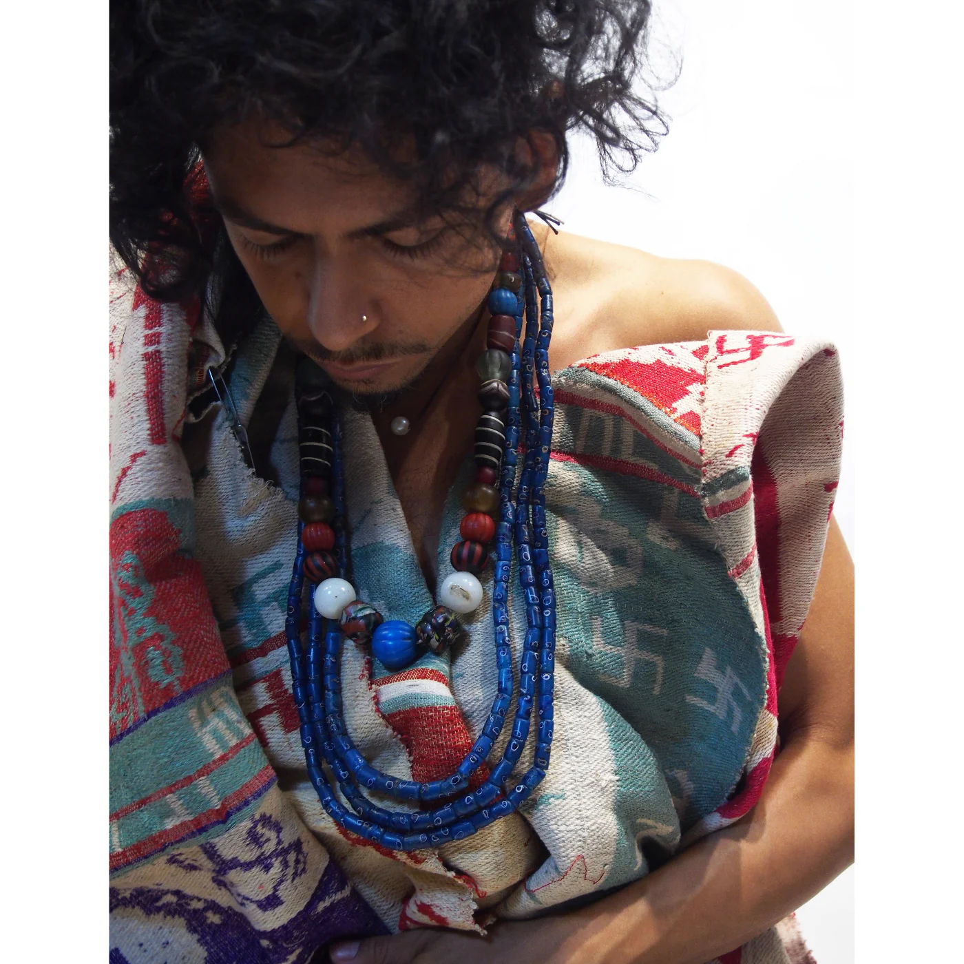 Ensemble 22: Vintage Shamanic Tiger Spirit Cloth with Suzani Cloth and Ikat Shawl - Each Item Sold Separately - Image 5