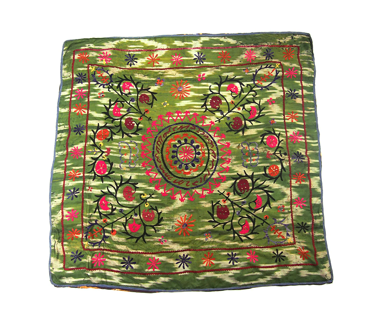 Ensemble 23: Vintage Suzani Tapestry with 100% Raw Silk Hand Dyed Scarf - Each Item Sold Separately - Image 3