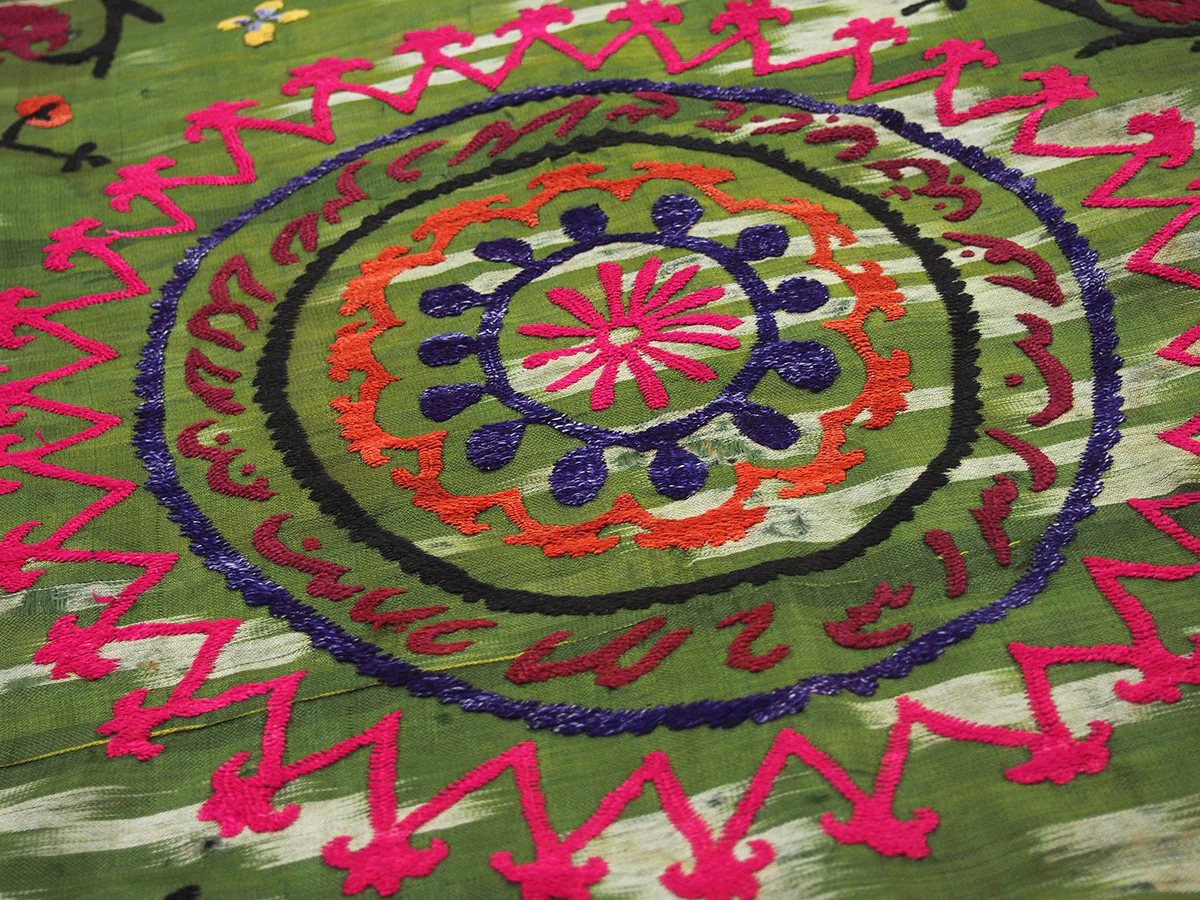 Ensemble 23: Vintage Suzani Tapestry with 100% Raw Silk Hand Dyed Scarf - Each Item Sold Separately - Image 4