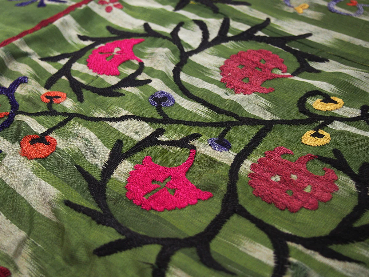 Ensemble 23: Vintage Suzani Tapestry with 100% Raw Silk Hand Dyed Scarf - Each Item Sold Separately - Image 5