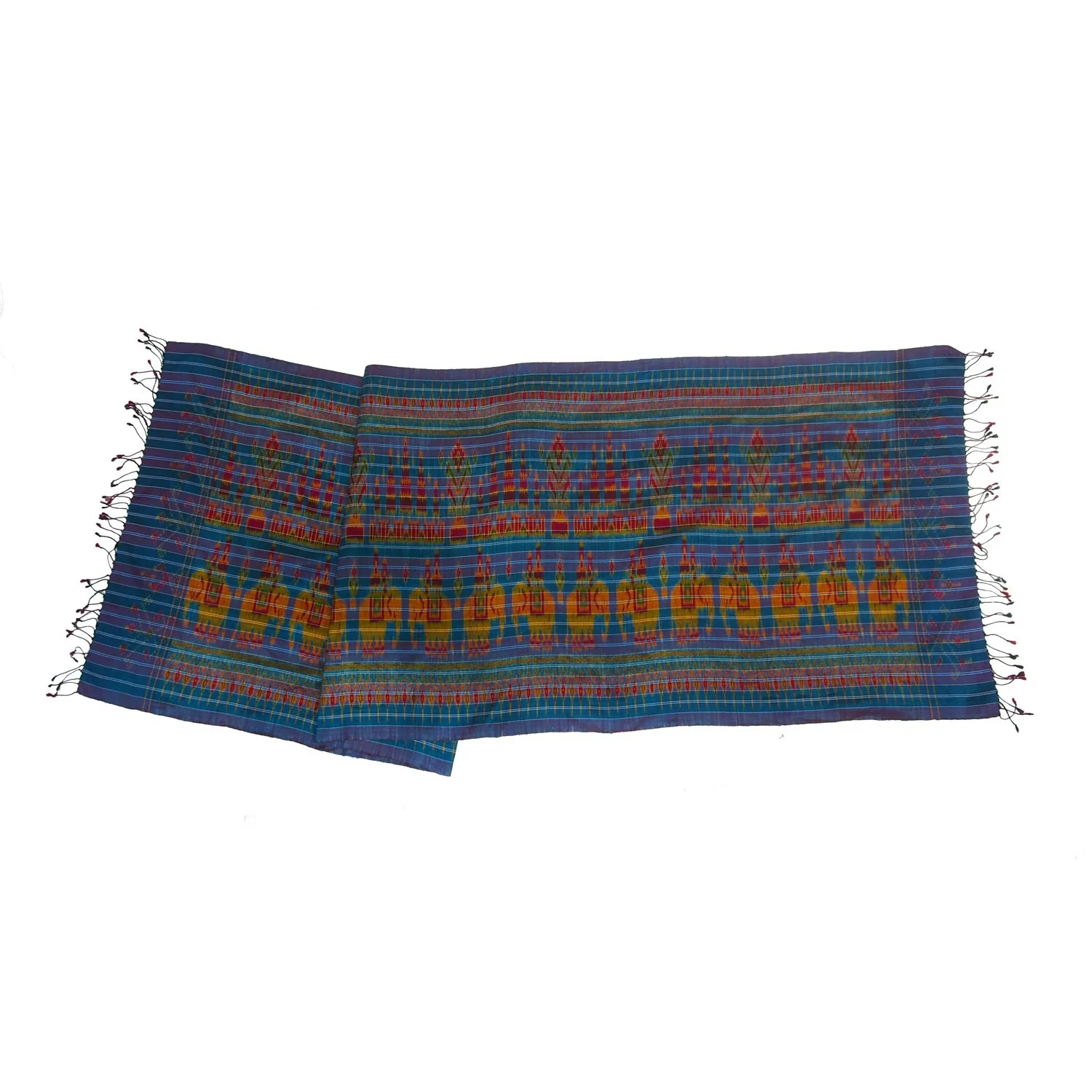 Ensemble 24: Northern Thailand Heirloom Elephant 100% Silk Wrap with XL Hand Wound "Feather" Glass Beads - Each Item Sold Separately - Image 6