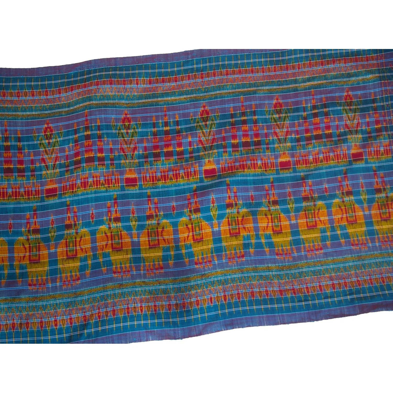 Ensemble 24: Northern Thailand Heirloom Elephant 100% Silk Wrap with XL Hand Wound "Feather" Glass Beads - Each Item Sold Separately - Image 7