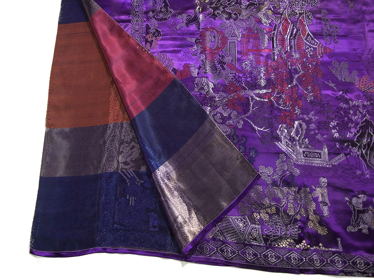 Ensemble 3: Chinese Wall Hanging and Indonesian Sarong with Peacock Feather Earrings and Jade Necklace - Each Item Sold Separately - Image 14