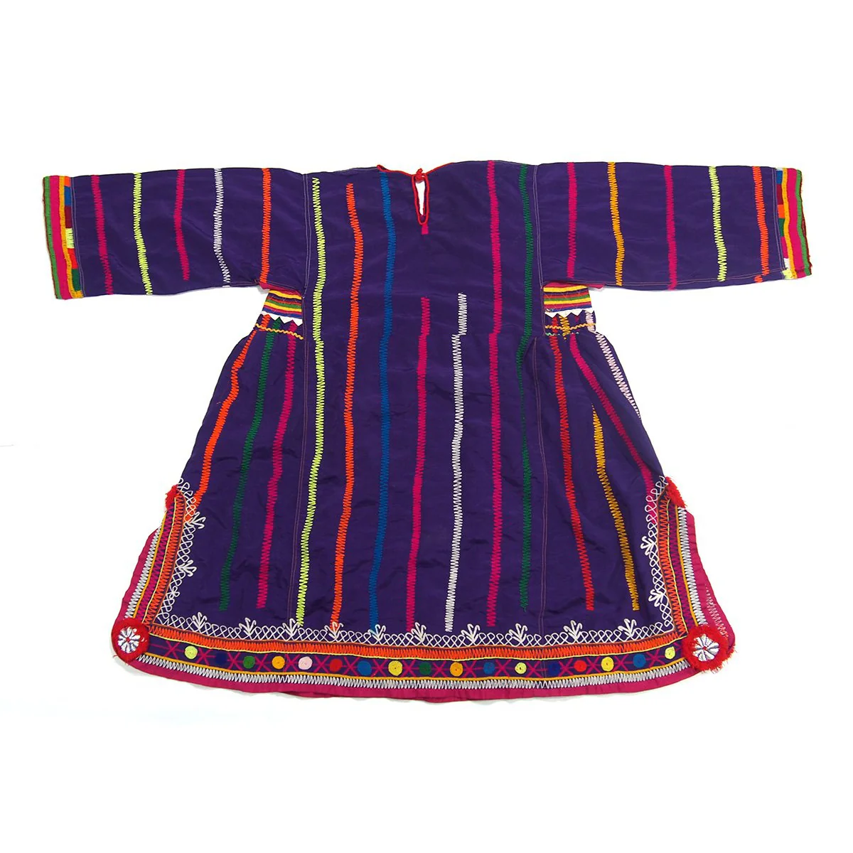 Ensemble 4: Vintage Afghan Kuchi Tunic with Silk Indian Sari and Kuchi Necklace - Each Item Sold Separately - Image 7