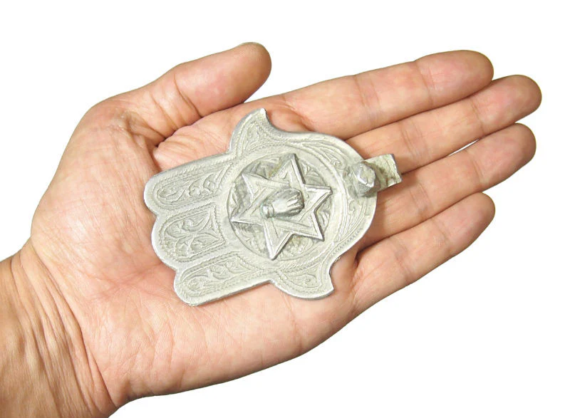Essaouira Judaica Hamsa Pendant with The Star of David and the Hand of Protection 2 - Image 3