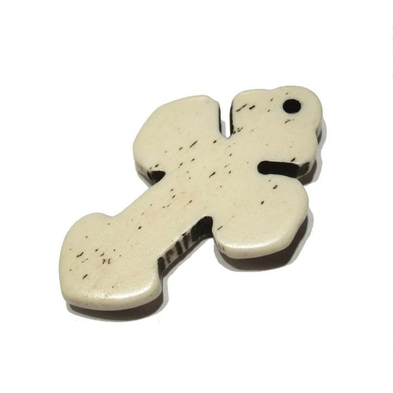 Ethiopian Coptic Style Cross Hand Carved Cow Bone Pendant 4 - Image 2