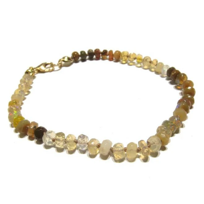 Ethiopian Opal Knotted Bracelet with Gold Filled Trigger Clasp - Image 2