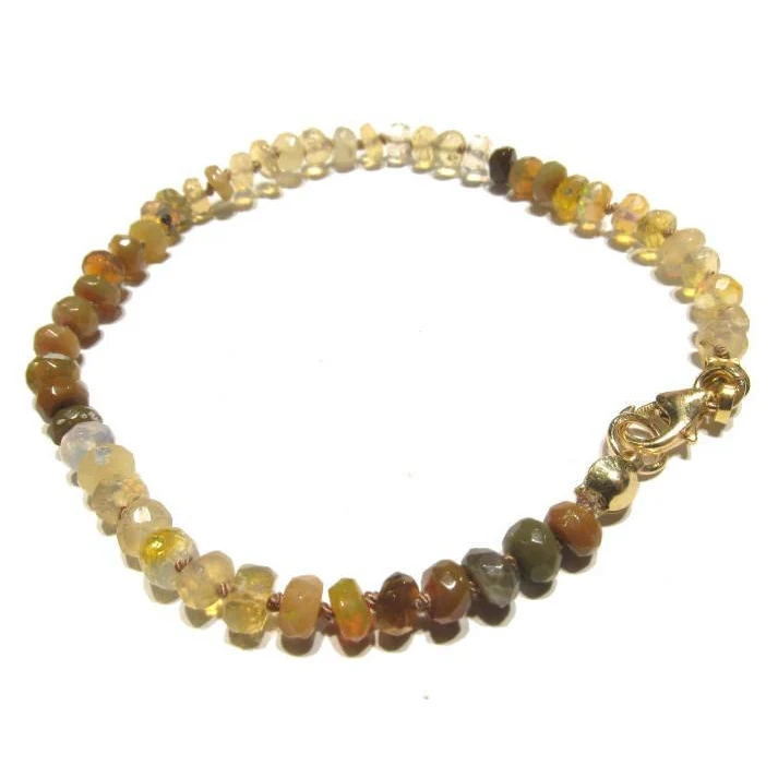 Ethiopian Opal Knotted Bracelet with Gold Filled Trigger Clasp - Image 3