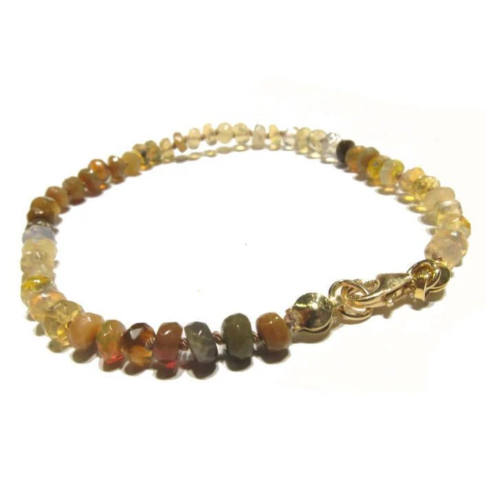 Ethiopian Opal Knotted Bracelet with Gold Filled Trigger Clasp - Image 4