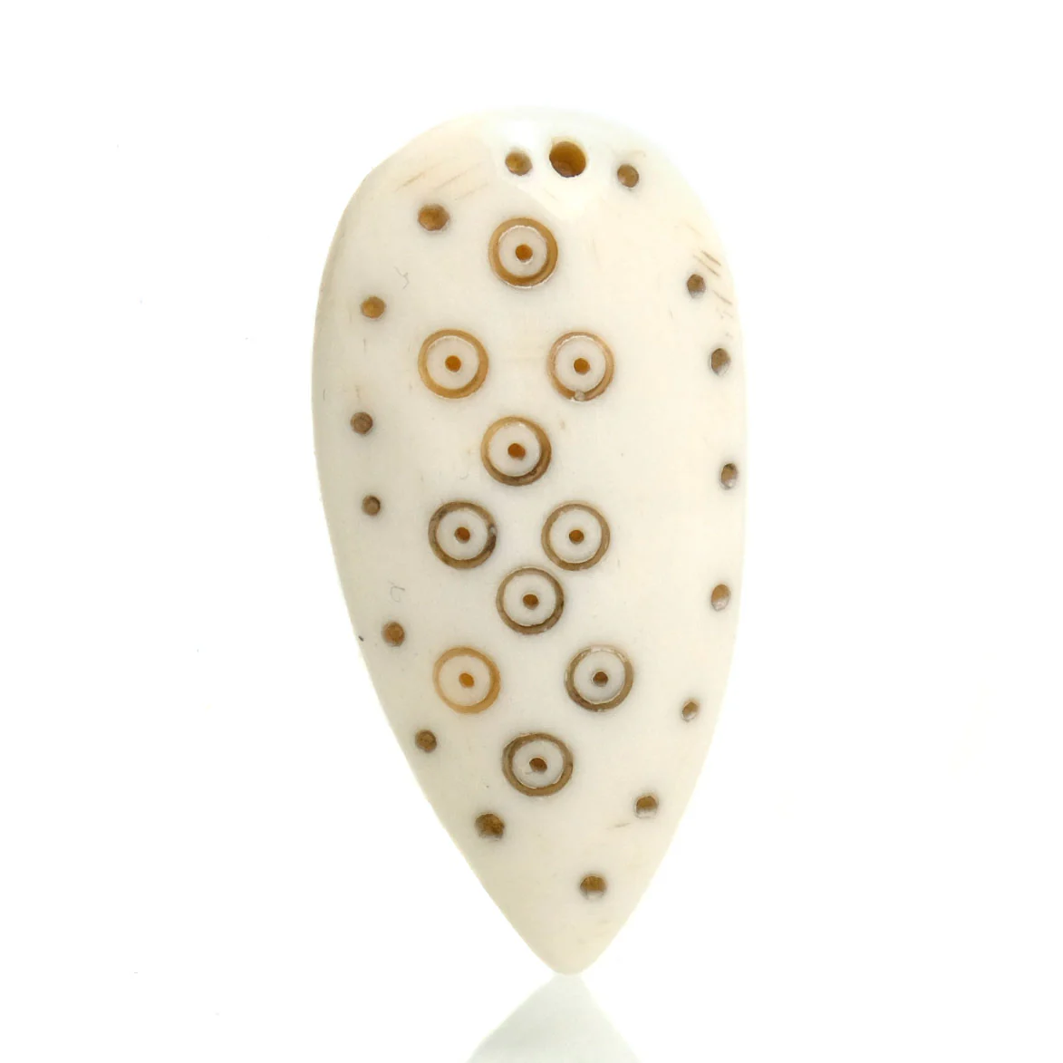 Ethiopian Shield with Evil Eye Charms Hand Carved Cow Bone Pendant - Image 4