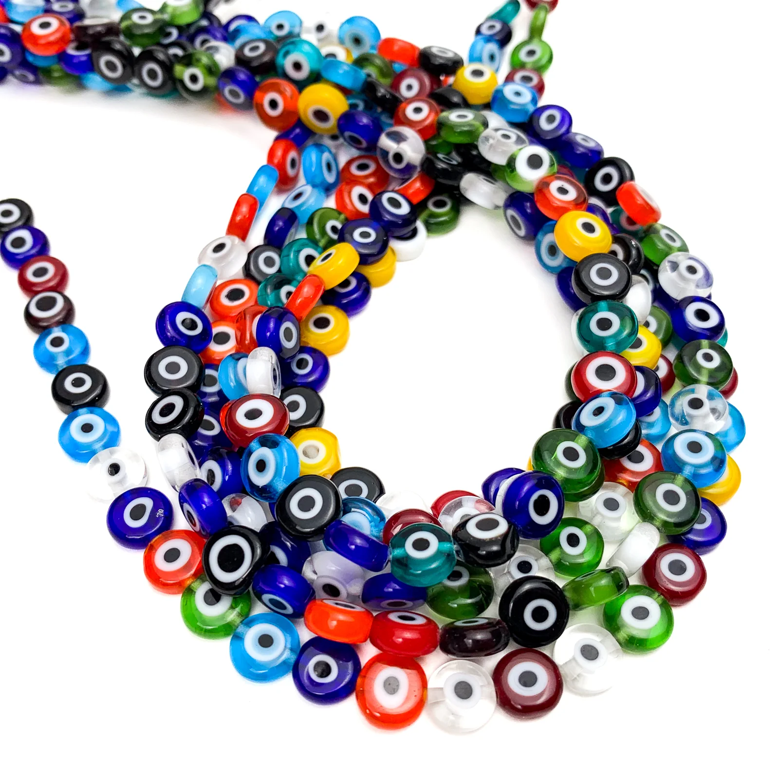 Evil Eye Disc 6mm Beads Glass Bead Strand - Image 3