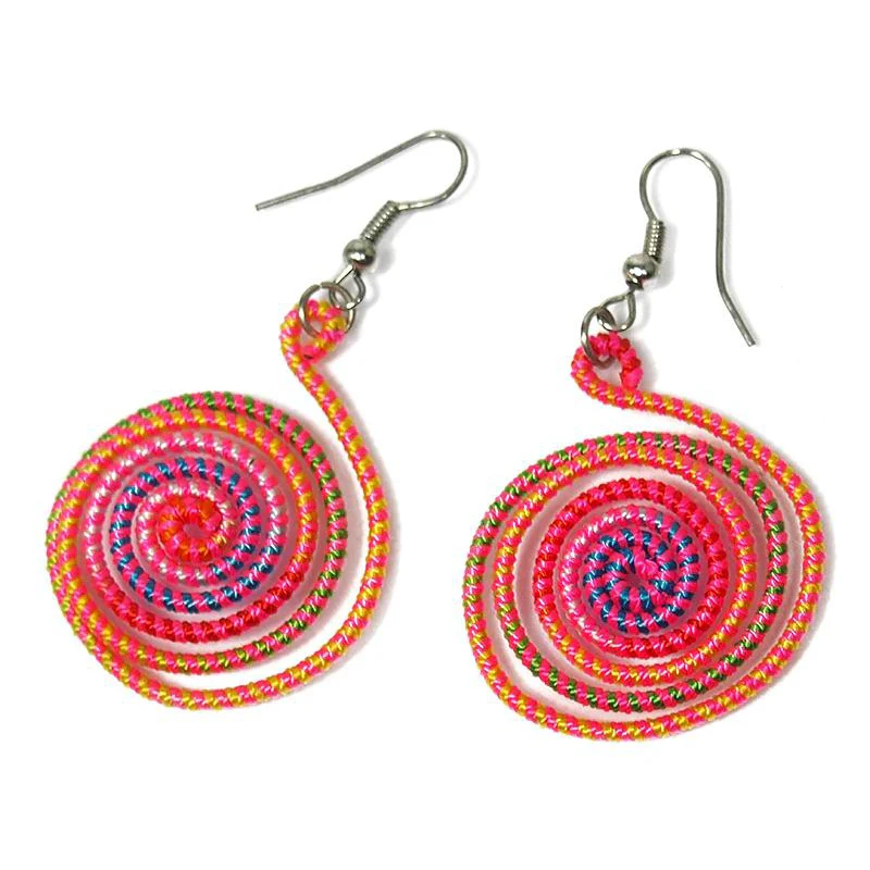 Fabric Spiral Hilltribe Earrings, A - Image 2