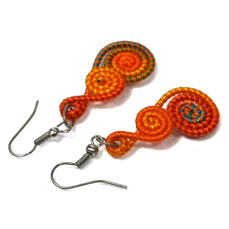 Fabric Spiral Hilltribe Earrings, B - Image 2